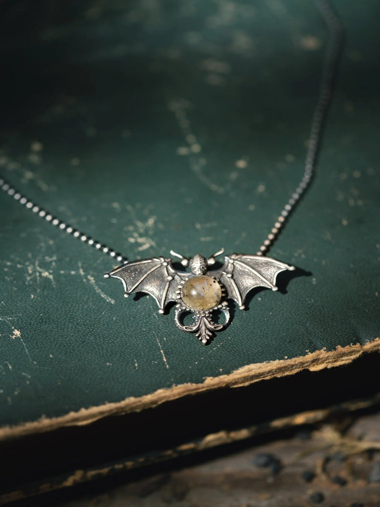 Bewitched by Bats Necklace Sterling-Silver-Labradorite Jewelry Flesh & Soul