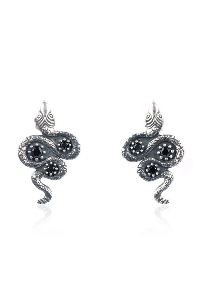 Snake Studs Black-Sterling-Silver Jewelry Flesh & Soul