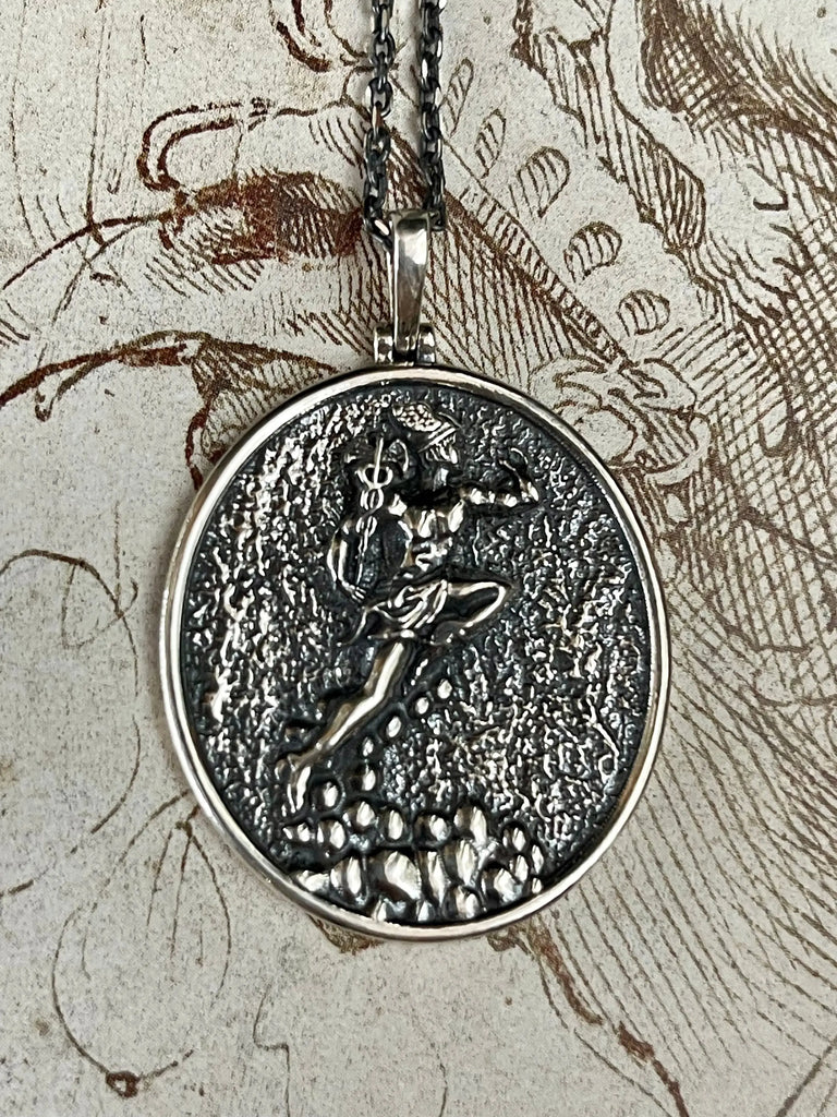 HERMES GOD Sterling Silver Necklace. Greek Mythology Jewelry. Unisex