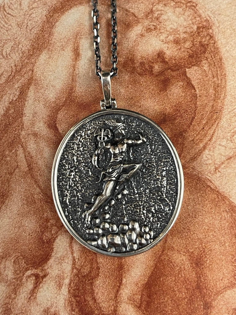 HERMES GOD Sterling Silver Necklace. Greek Mythology Jewelry. Unisex