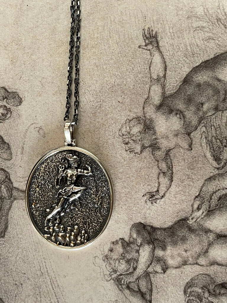 HERMES GOD Sterling Silver Necklace. Greek Mythology Jewelry. Unisex