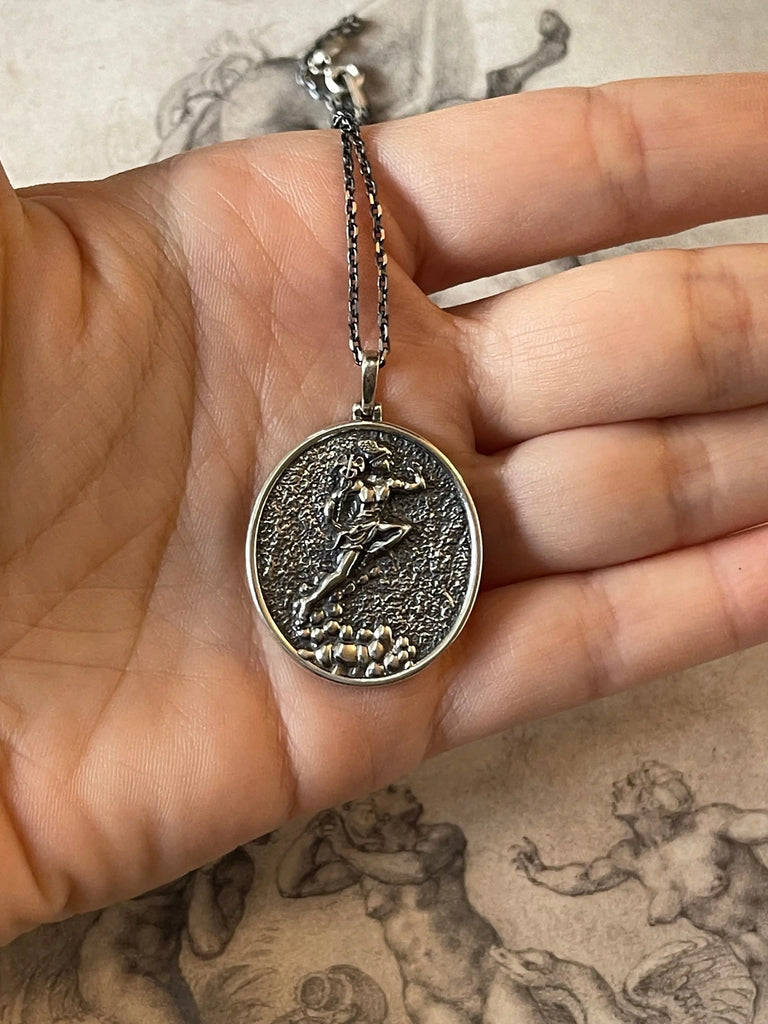 HERMES GOD Sterling Silver Necklace. Greek Mythology Jewelry. Unisex