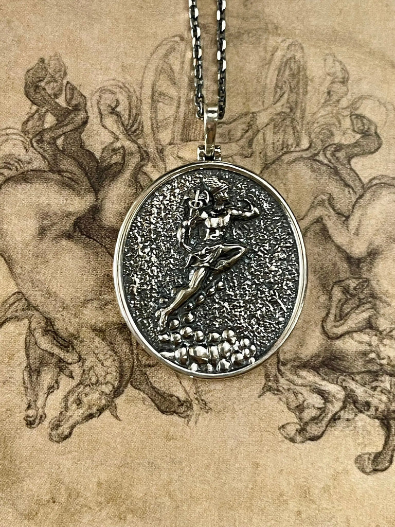 HERMES GOD Sterling Silver Necklace. Greek Mythology Jewelry. Unisex