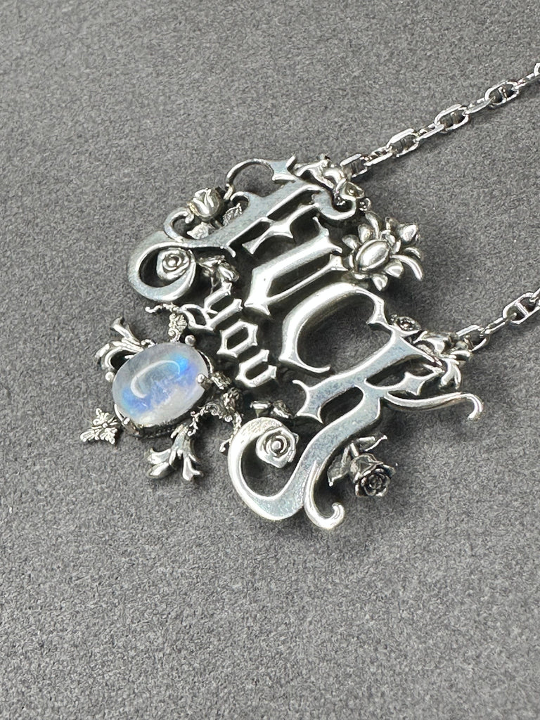 FUCK YOU Sophisticated Gothic Necklace with MOONSTONE
