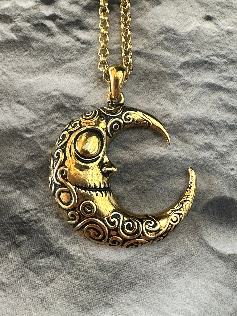 GOTHIC CRESCENT MOON Necklace Sterling Silver Tim Burton-Inspired