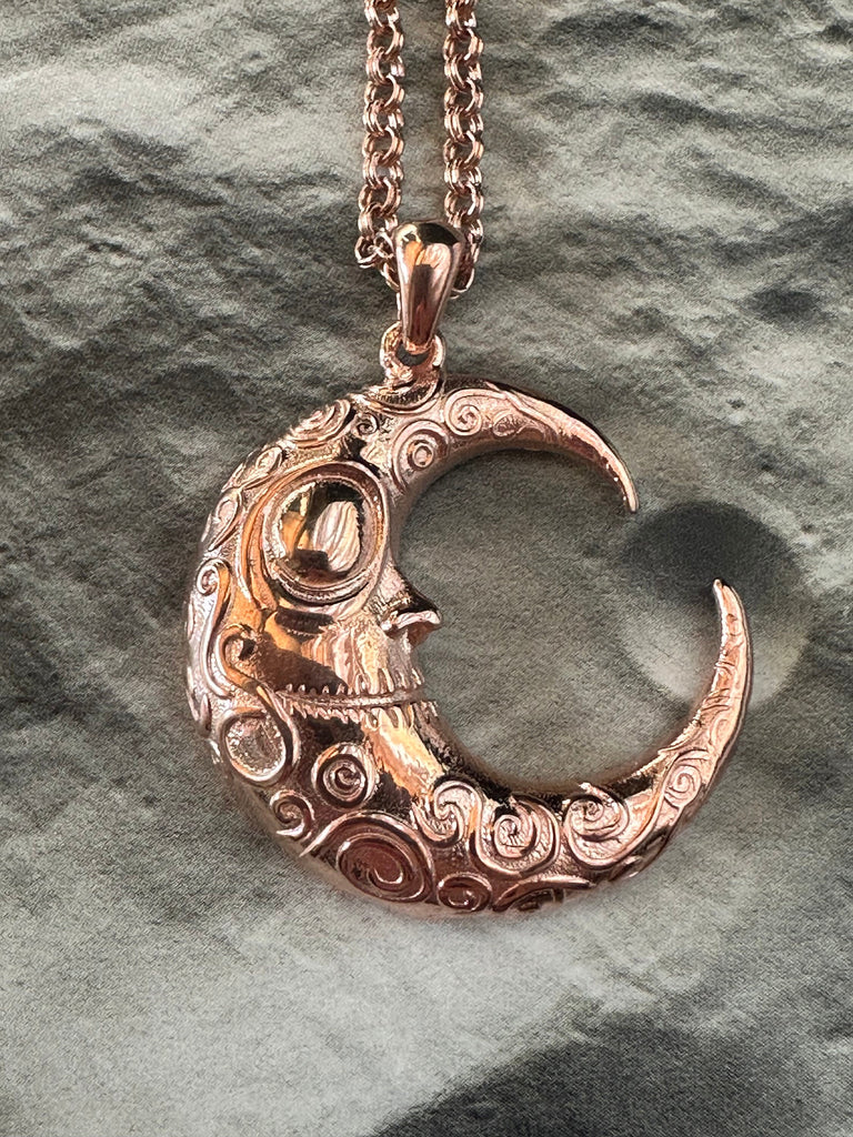 GOTHIC CRESCENT MOON Necklace Sterling Silver Tim Burton-Inspired