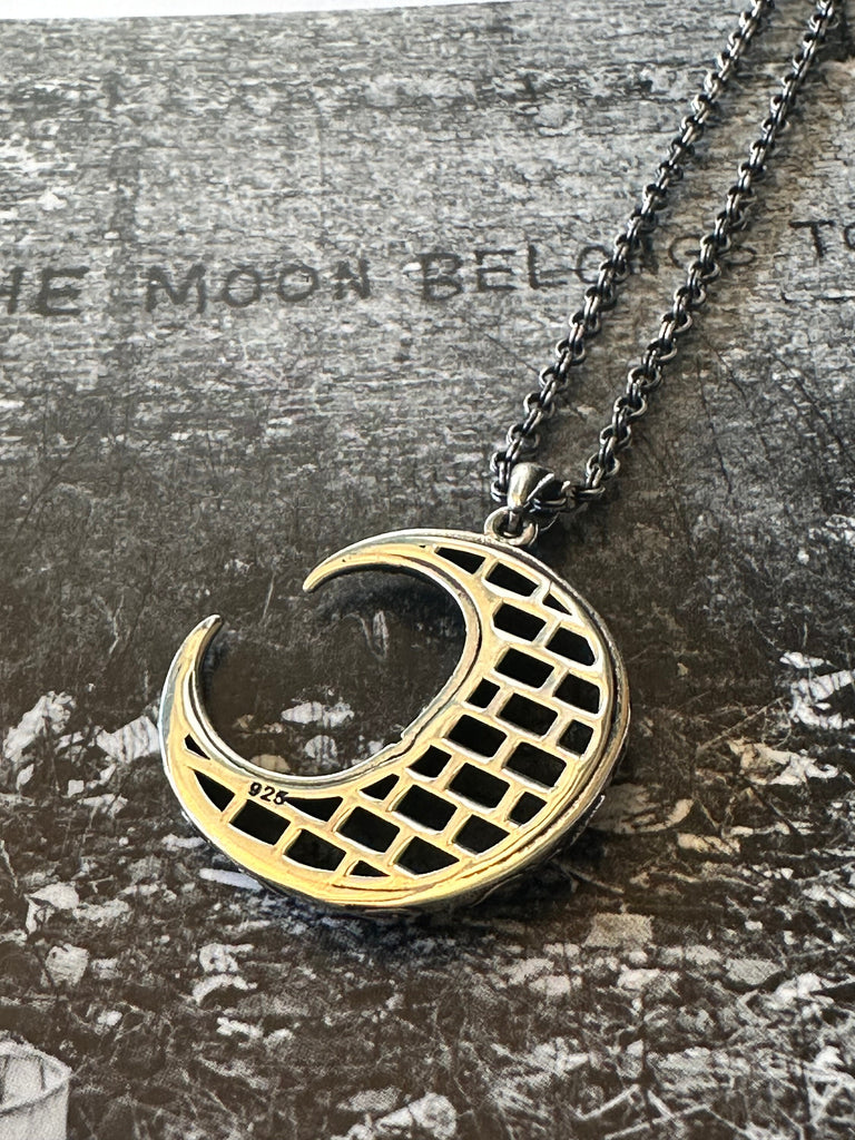 GOTHIC CRESCENT MOON Necklace Sterling Silver Tim Burton-Inspired