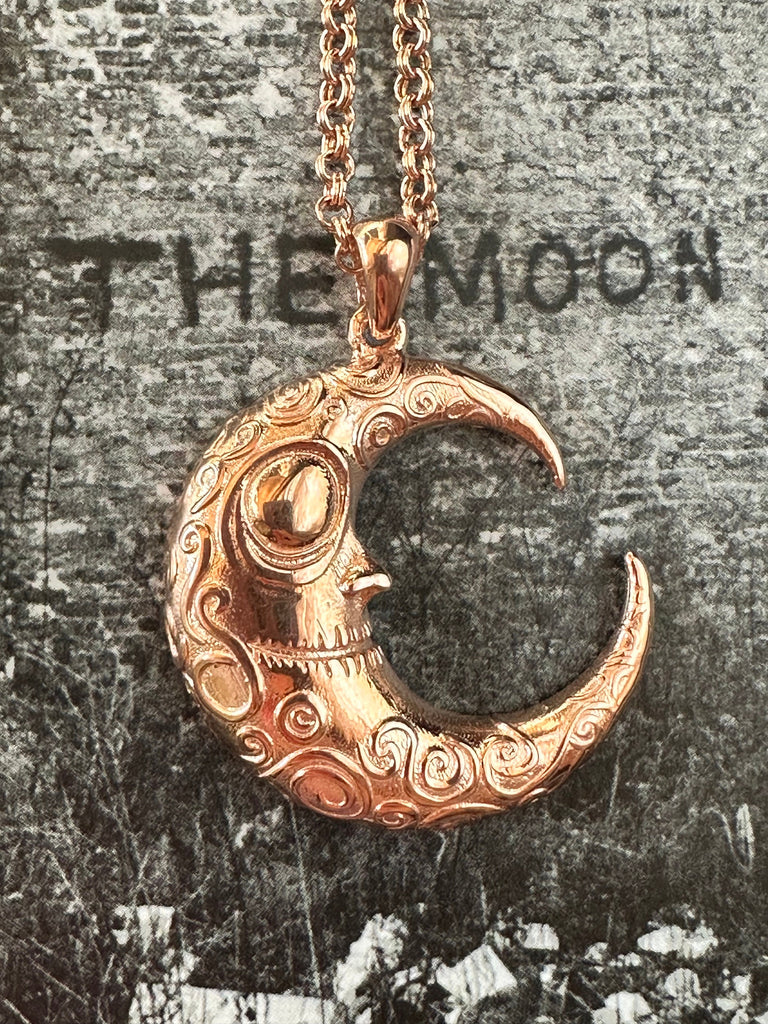 GOTHIC CRESCENT MOON Necklace Sterling Silver Tim Burton-Inspired