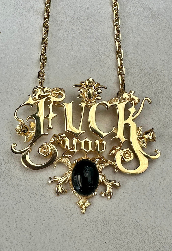 FUCK YOU Sophisticated Gothic Necklace with MOONSTONE