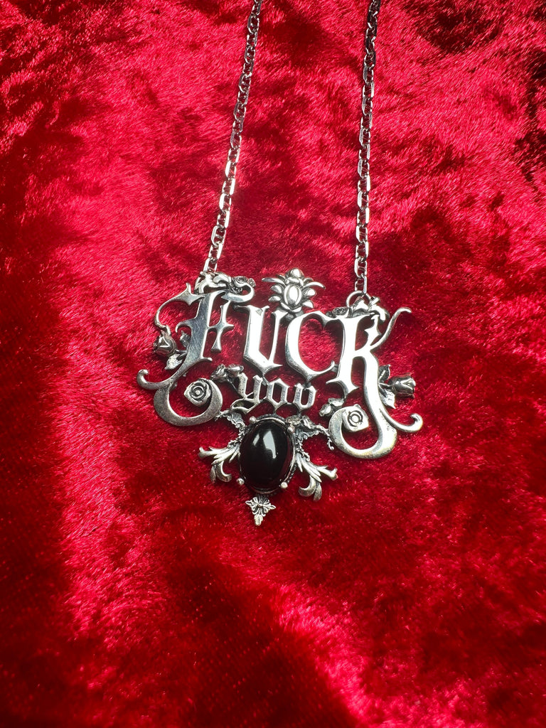 FUCK YOU Sophisticated Gothic Necklace with MOONSTONE