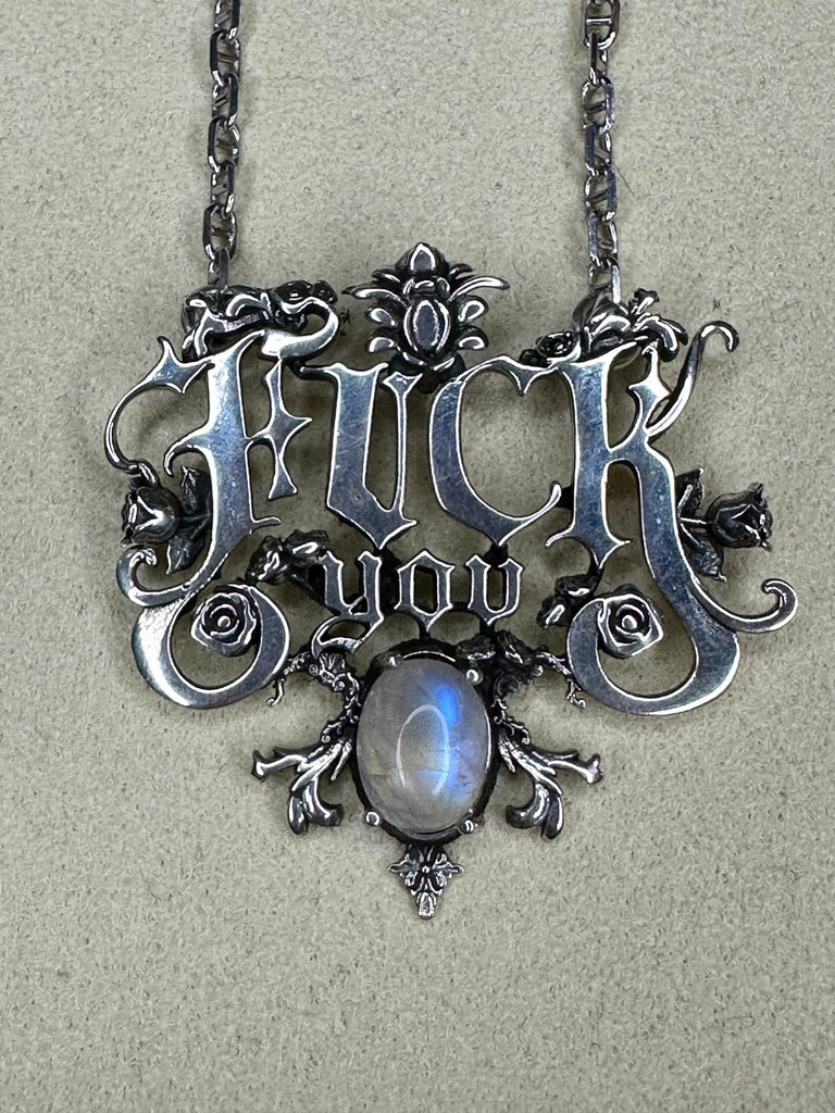 FUCK YOU Sophisticated Gothic Necklace with MOONSTONE