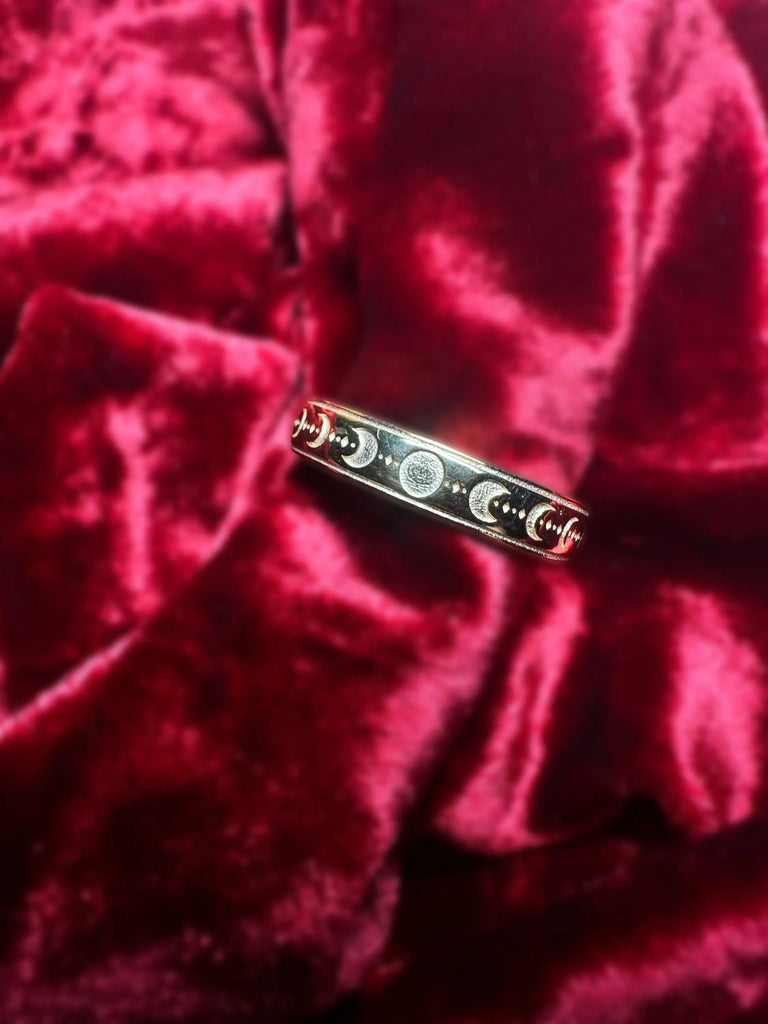 Moon Phase Ring | Hecate-Inspired Unisex Band | Sterling Silver or 14K Gold Plated | | Lunar Talisman