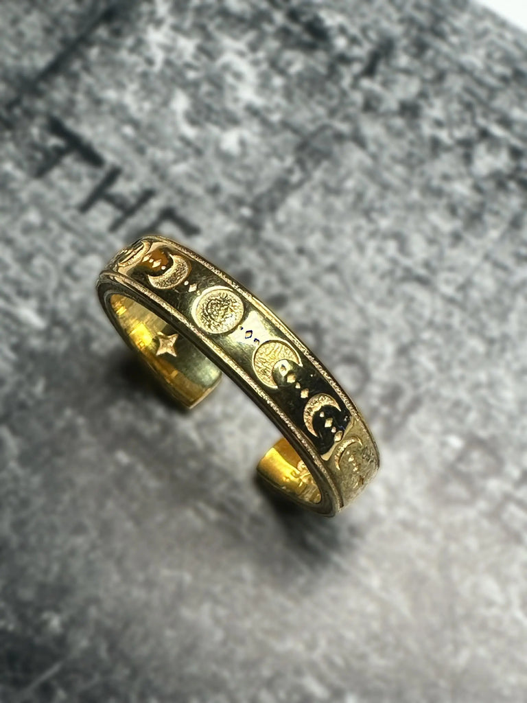 Moon Phase Ring | Hecate-Inspired Unisex Band | Sterling Silver or 14K Gold Plated | | Lunar Talisman