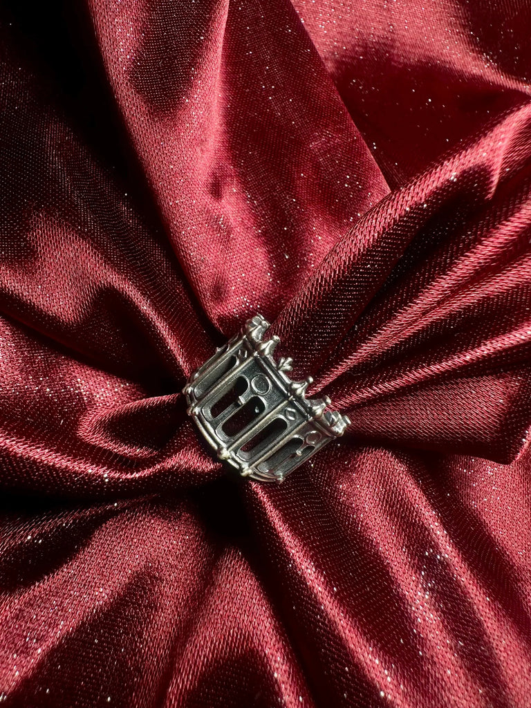 Sterling Silver Medieval Fantasy CASTLE RING– Oxidized Architectural Jewelry