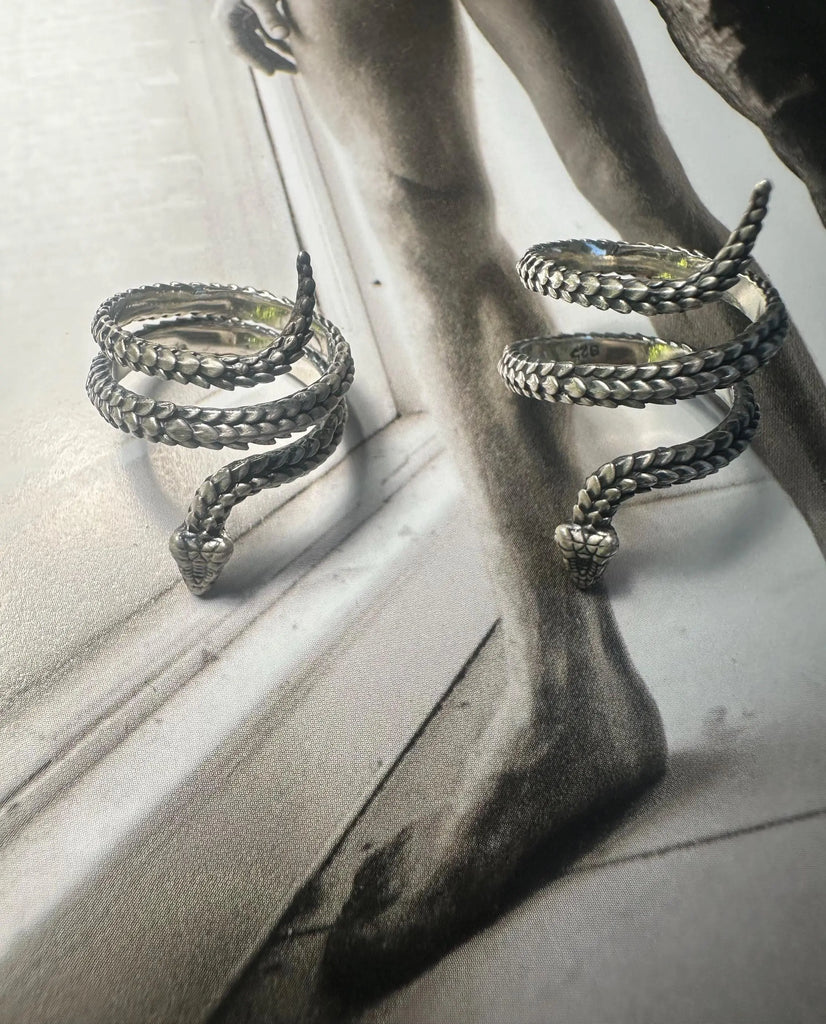 NEW Adjustable SERPENT Ring Silver 925K SNAKE Ring