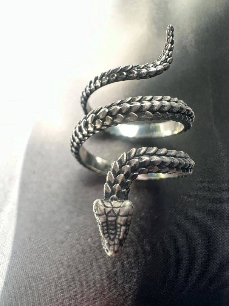 NEW Adjustable SERPENT Ring Silver 925K SNAKE Ring