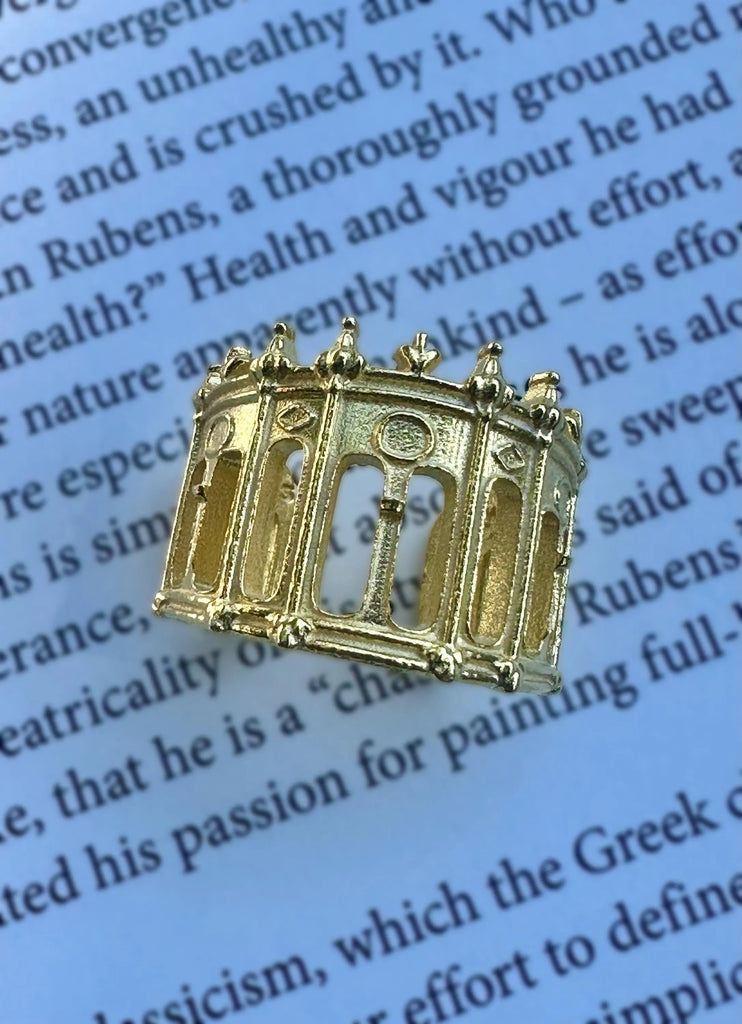 Sterling Silver Medieval Fantasy CASTLE RING– Oxidized Architectural Jewelry