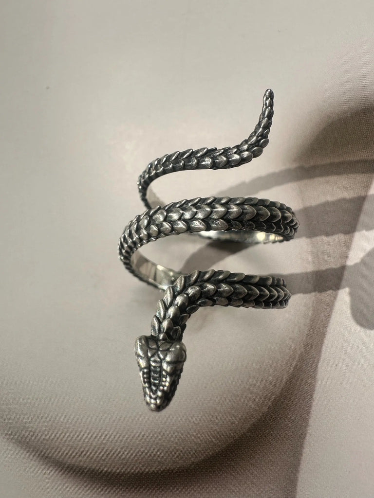 NEW Adjustable SERPENT Ring Silver 925K SNAKE Ring