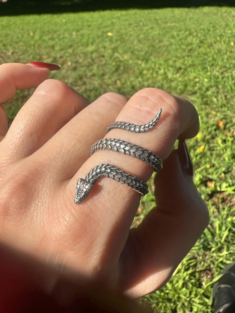 NEW Adjustable SERPENT Ring Silver 925K SNAKE Ring