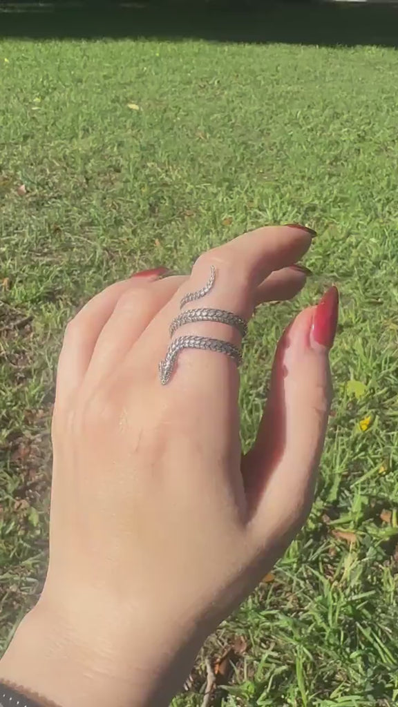 NEW Adjustable SERPENT Ring Silver 925K SNAKE Ring