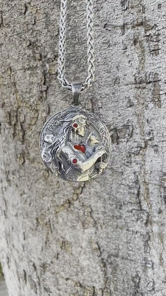 FREYA Goddess of LOVE and FERTILITY -Necklace - Handcrafted Sterling Silver Pendant on Thick Chain