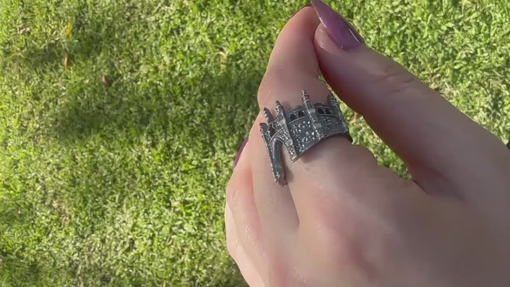 GOTHIC CATHEDRAL RING – Sterling Silver Castle Architecture Band