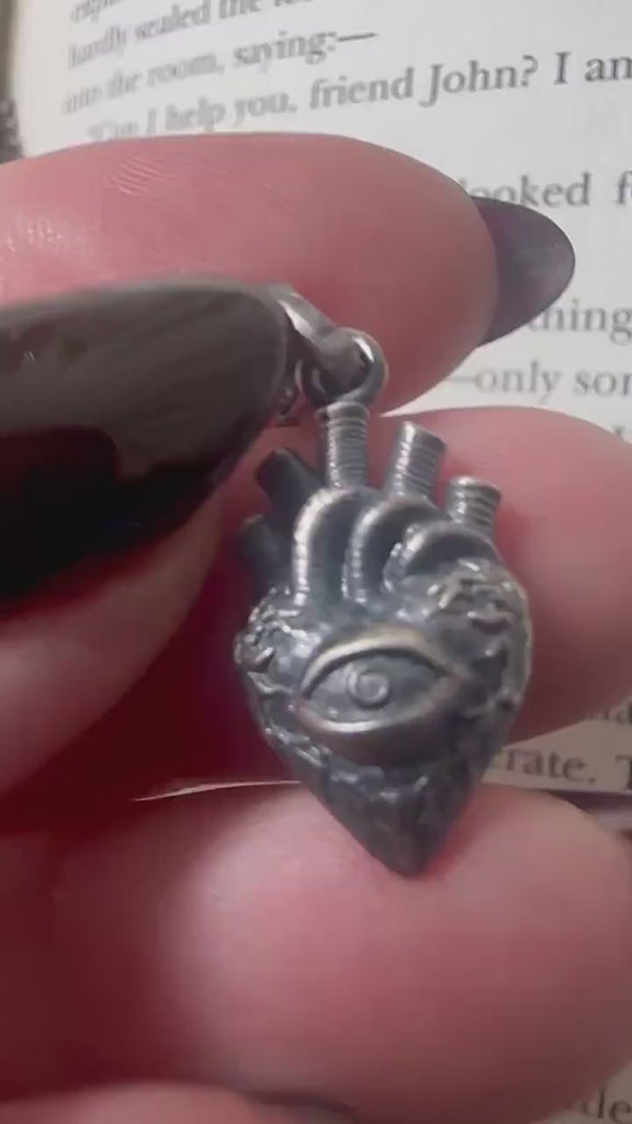 ANATOMICAL HEART Evil Eye Necklace 925k Sterling Silver