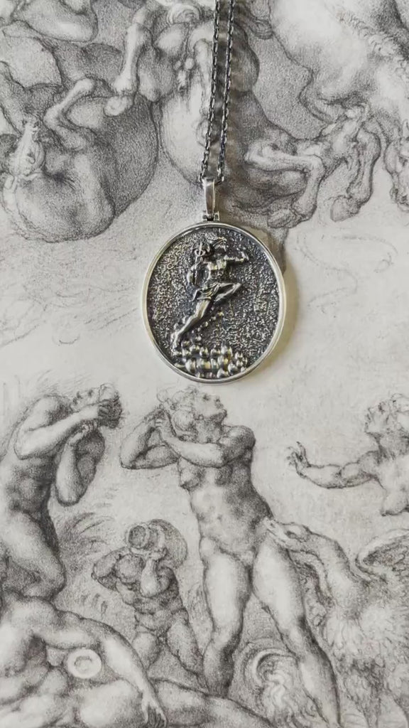 HERMES GOD Sterling Silver Necklace. Greek Mythology Jewelry. Unisex
