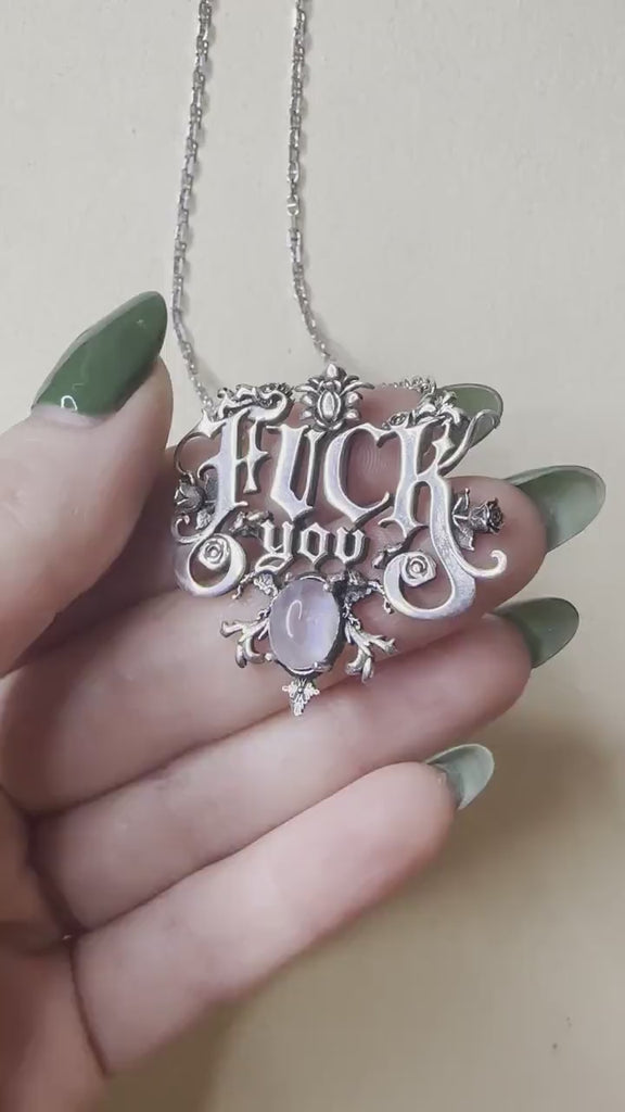 FUCK YOU Sophisticated Gothic Necklace with MOONSTONE