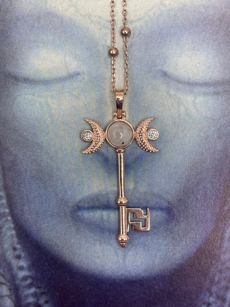 Hecate's Key  Necklace Rose-Gold-Moonstone-28 Jewelry Flesh & Soul