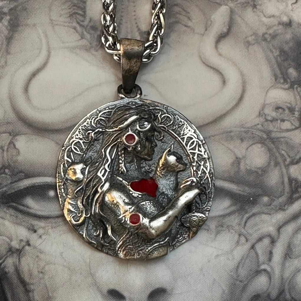 FREYA Goddess of LOVE and FERTILITY -Necklace - Handcrafted Sterling Silver Pendant on Thick Chain