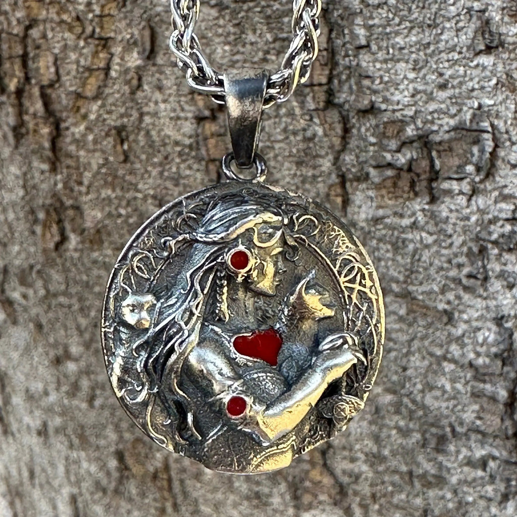 FREYA Goddess of LOVE and FERTILITY -Necklace - Handcrafted Sterling Silver Pendant on Thick Chain