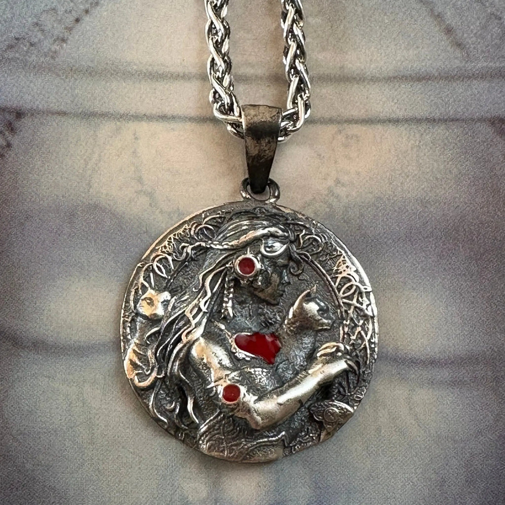 FREYA Goddess of LOVE and FERTILITY -Necklace - Handcrafted Sterling Silver Pendant on Thick Chain