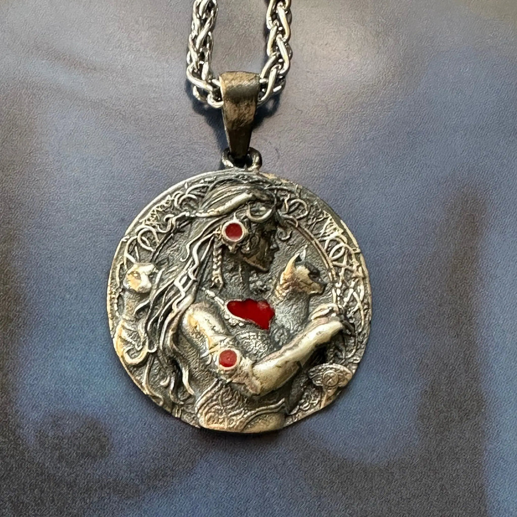 FREYA Goddess of LOVE and FERTILITY -Necklace - Handcrafted Sterling Silver Pendant on Thick Chain