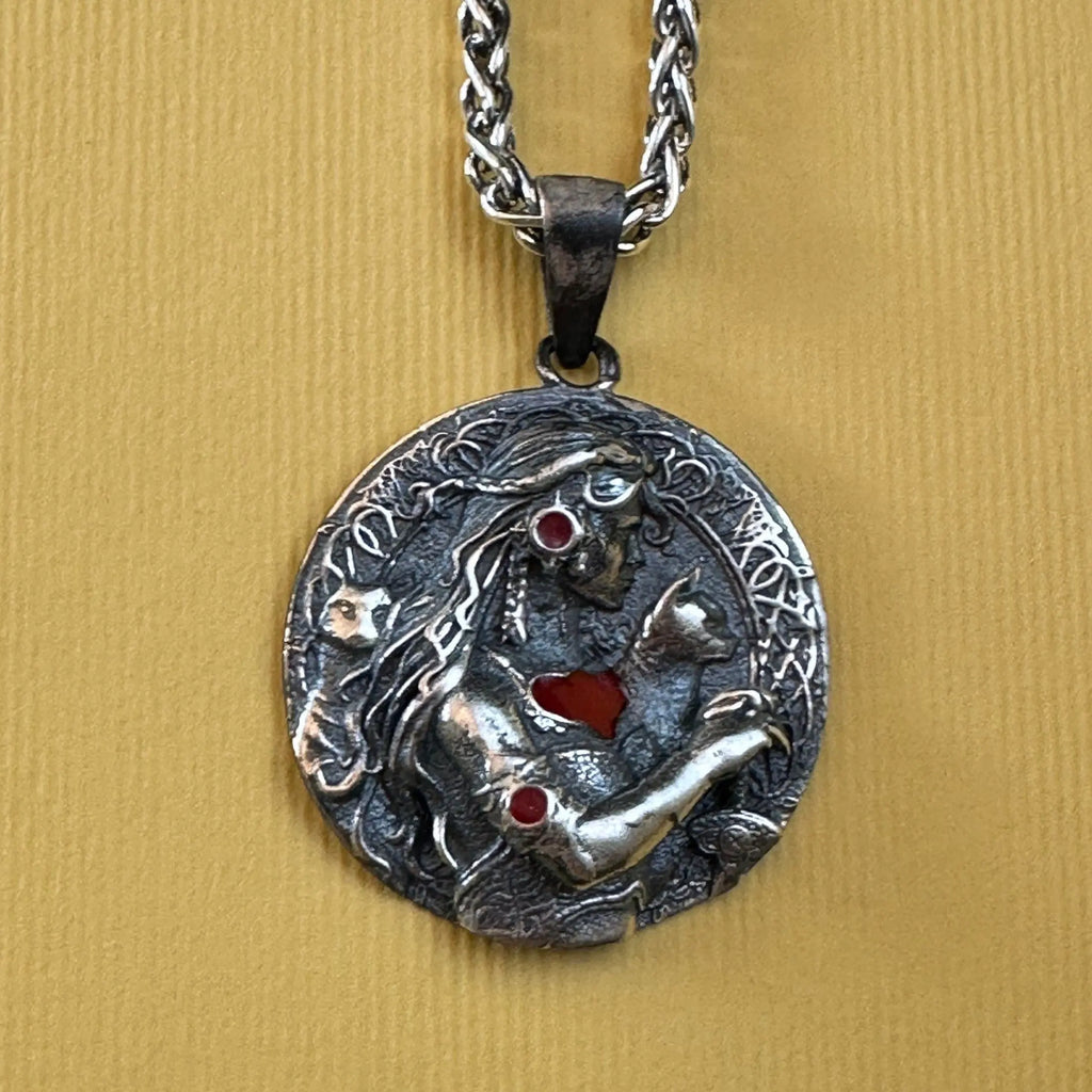 FREYA Goddess of LOVE and FERTILITY -Necklace - Handcrafted Sterling Silver Pendant on Thick Chain