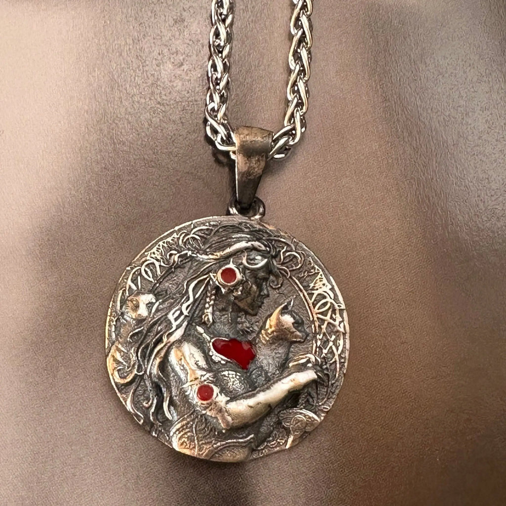 FREYA Goddess of LOVE and FERTILITY -Necklace - Handcrafted Sterling Silver Pendant on Thick Chain