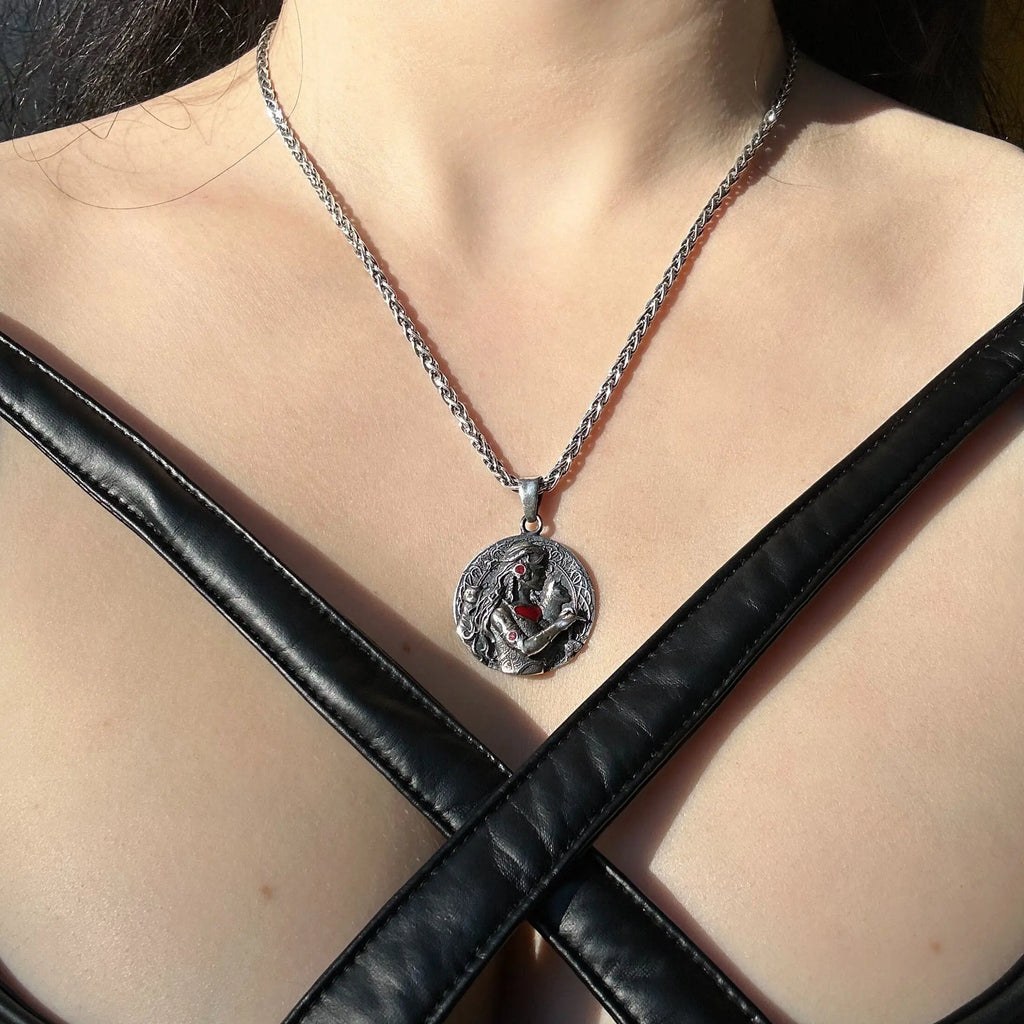 FREYA Goddess of LOVE and FERTILITY -Necklace - Handcrafted Sterling Silver Pendant on Thick Chain