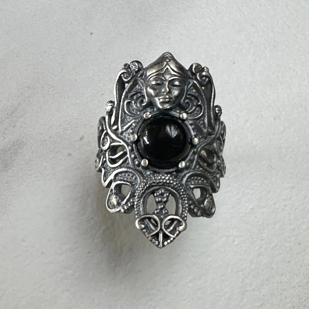 Old Witch's Ring Silver-Onyx Jewelry Flesh & Soul