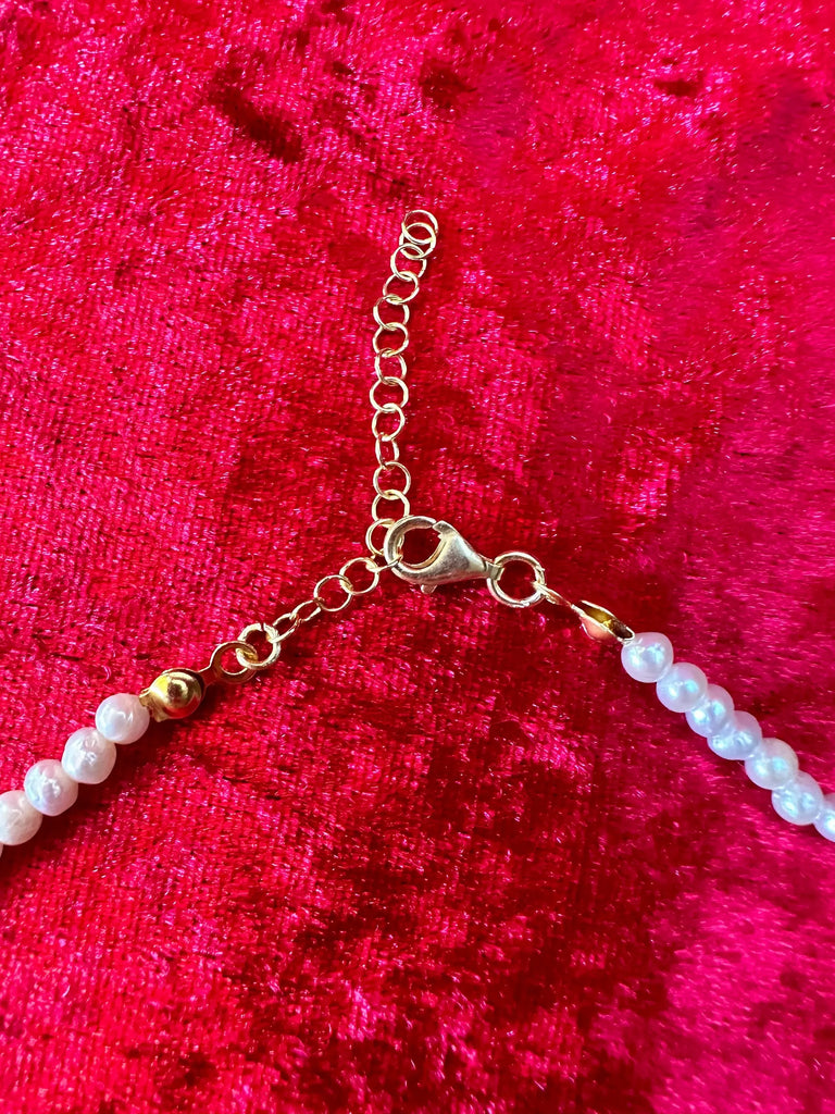 FIVE MOONS MOONSTONE Pearl Choker,Hecate's Symbol Sterling Silver 925K Handcrafted Witchy Necklace