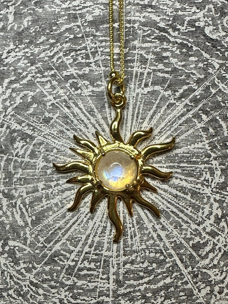 Eternal Sun Necklace -ETERNAL SUN MOONSTONE Gold Dipped 925k Silver Necklace Flesh & Soul